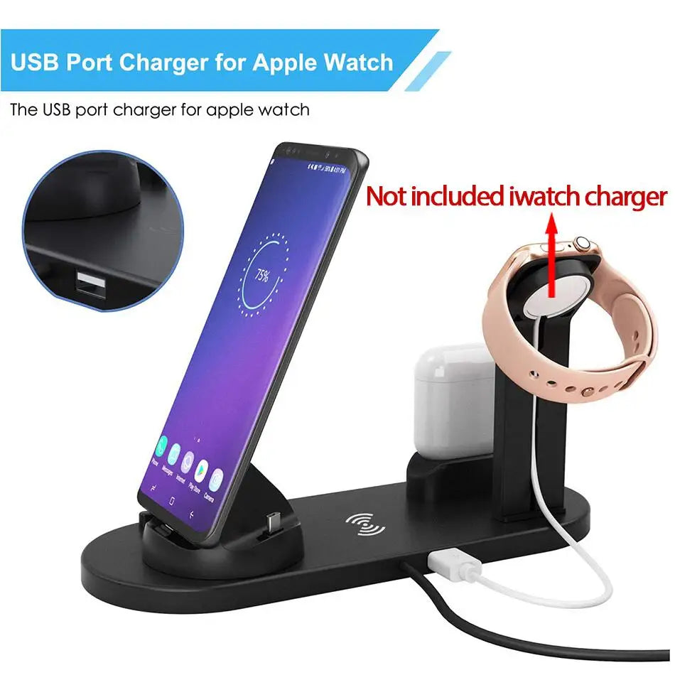 30W 7 in 1 Wireless Charger Stand Pad For iPhone 14 13 12 11 XR Apple Watch Airpods Pro iWatch 8 7 6  Fast Charging Dock Station ShopOnlyDeal