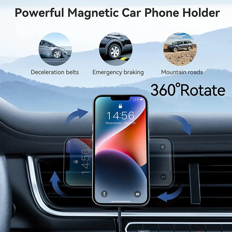 30W Magnetic Car Wireless Charger Phone Holder Stand for iPhone 14 13 12 Pro Max Mini Car Mount Chargers Fast Charging Station ShopOnlyDeal