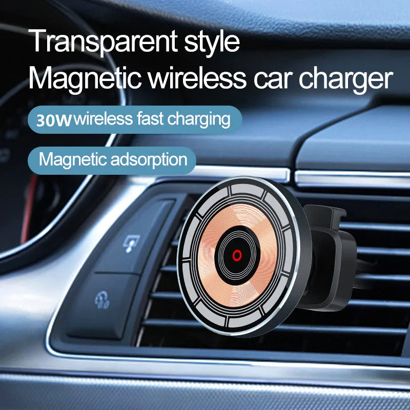 30W Magnetic Car Wireless Charger Phone Holder Stand for iPhone 14 13 12 Pro Max Mini Car Mount Chargers Fast Charging Station ShopOnlyDeal