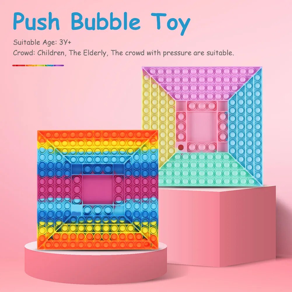 30cm Push Bubble Fidget Toys Large Checkerboard Stress Relief Puzzle Toy Adult Kids Antistress Two Player Chess Game Sensory Toy ShopOnlyDeal