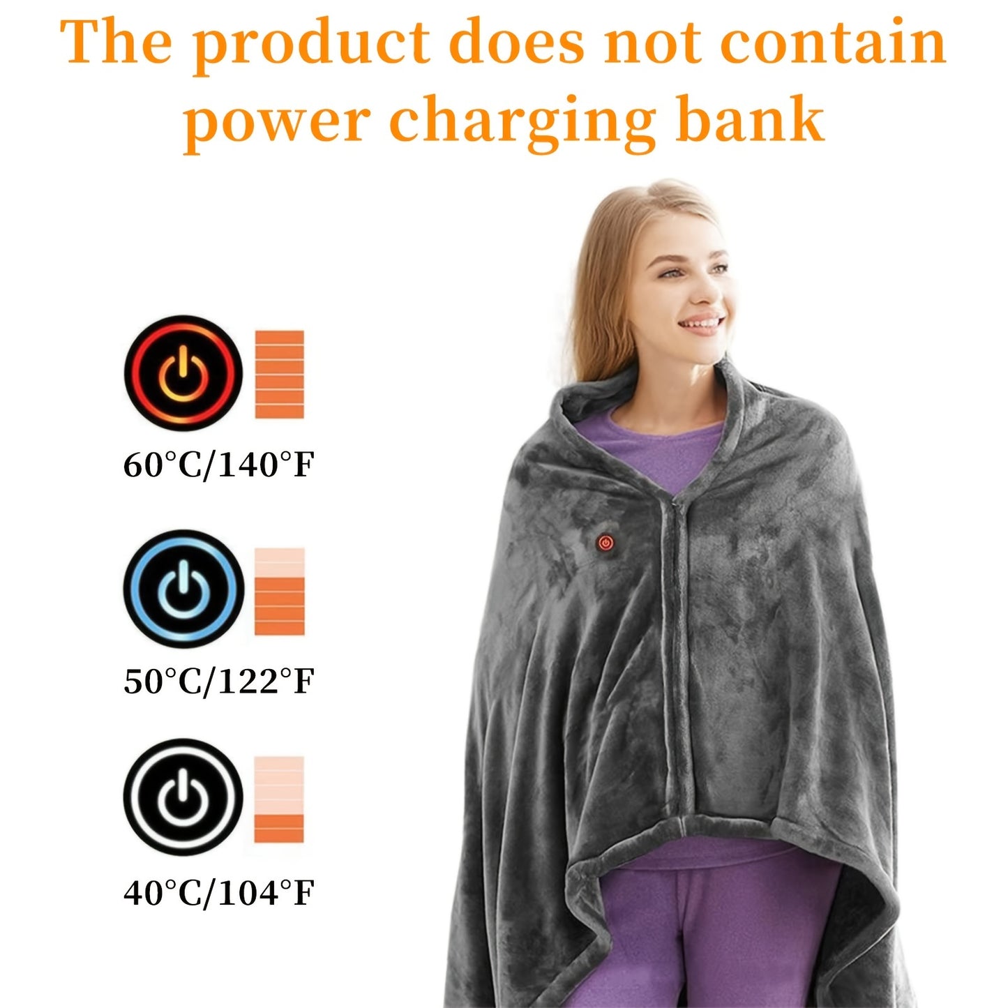 Heating Blanket(without Battery) Shawl Smart Portable Usb Powered Heating Blanket Rechargeable Wearable Shawl Without Battery Heating Pad (not Suitable For People With Pacemakers) ShopOnlyDeal