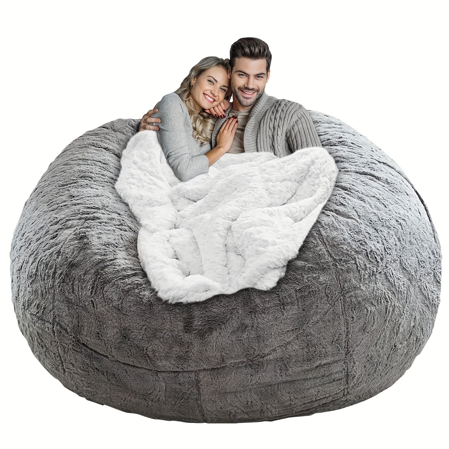 Big Round Bean Bag Chair Cover (only Cover, No Filling), Soft Fluffy Pv Fur Sofa Cover Living Room Furniture Protector, Sofa Bed Cover For Office Home Decor (cover Only, No Filler) - Temu ShopOnlyDeal