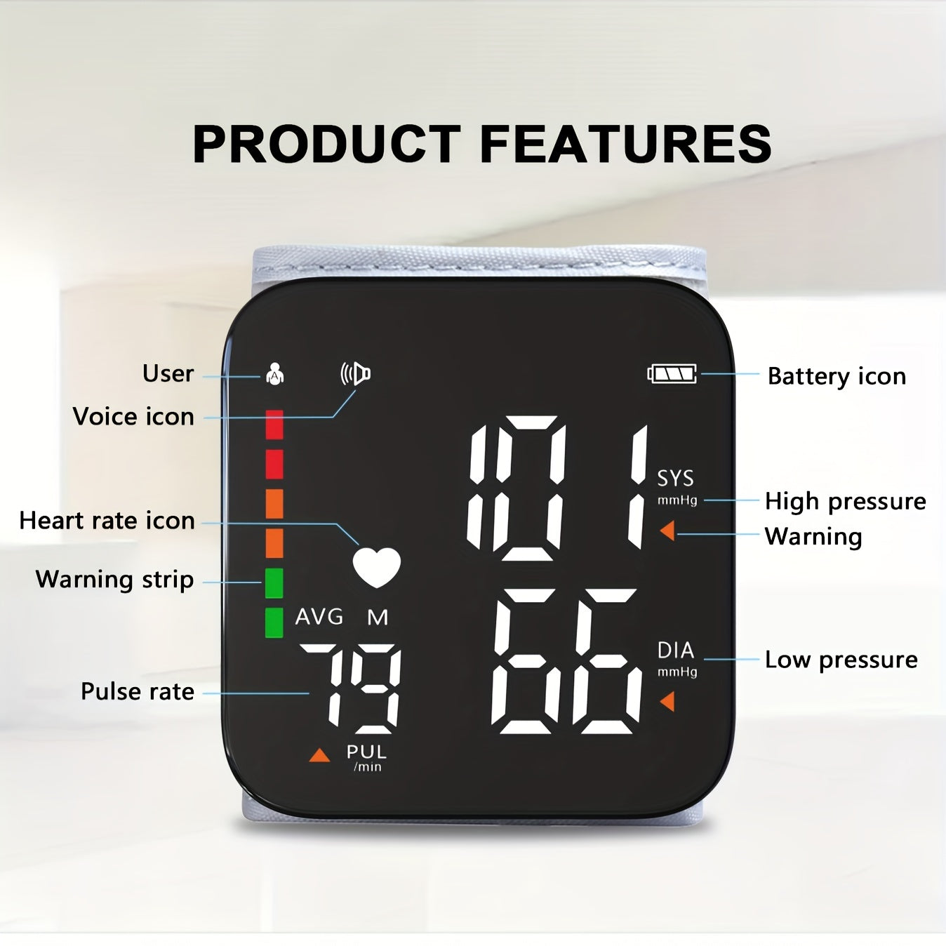 Wrist Blood Pressure Monitor, Automatic Digital Led Display, Adjustable Cuff, 2x90 Readings Memory, Voice Broadcast For Home - Temu ShopOnlyDeal