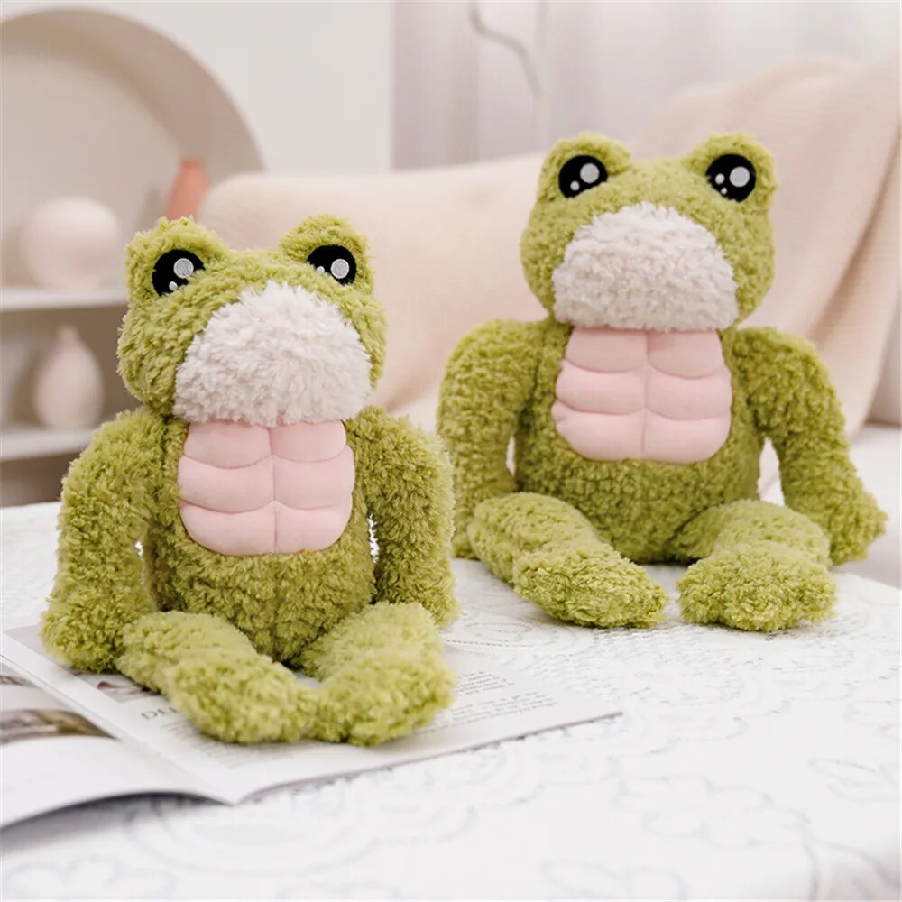 35cm Creative Strong Frog Plush Toy Stuffed Animal Kawaii Soft Muscle Frog Doll Cute Plushies Christmas Gift for Child Kids ShopOnlyDeal