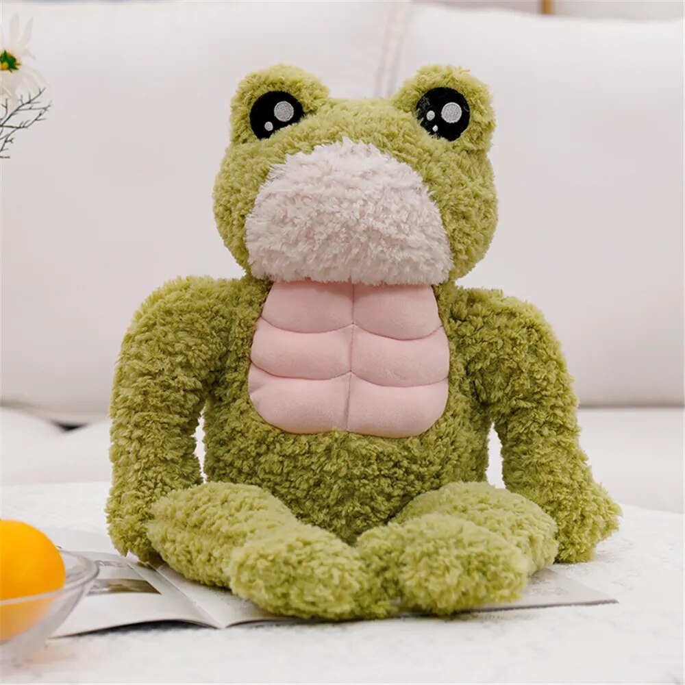 35cm Creative Strong Frog Plush Toy Stuffed Animal Kawaii Soft Muscle Frog Doll Cute Plushies Christmas Gift for Child Kids ShopOnlyDeal