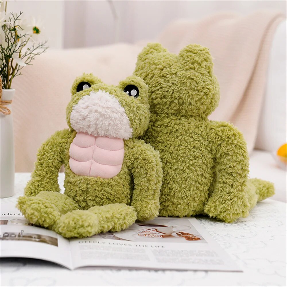 35cm Creative Strong Frog Plush Toy Stuffed Animal Kawaii Soft Muscle Frog Doll Cute Plushies Christmas Gift for Child Kids ShopOnlyDeal