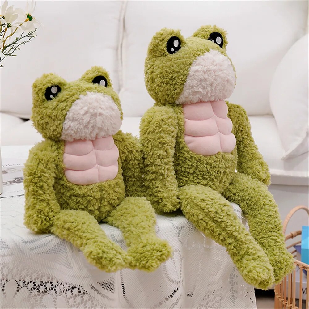 35cm Creative Strong Frog Plush Toy Stuffed Animal Kawaii Soft Muscle Frog Doll Cute Plushies Christmas Gift for Child Kids ShopOnlyDeal