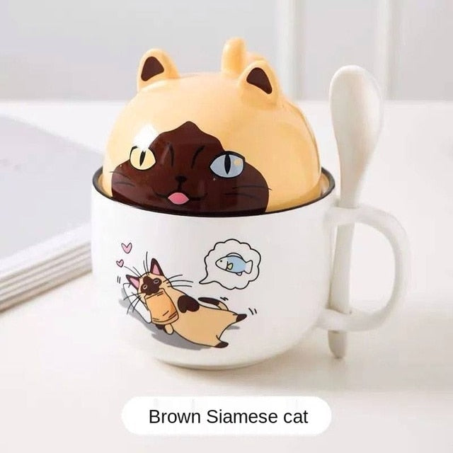 Kawaii Shiba Inu Mug Cute Cartoon Ceramics Mug with Lid and Spoon Coffee Milk Tea Mugs Breakfast Cups Drinkware Gifts Cup 370 ML ShopOnlyDeal