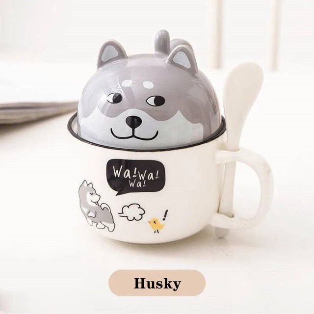 Kawaii Shiba Inu Mug Cute Cartoon Ceramics Mug with Lid and Spoon Coffee Milk Tea Mugs Breakfast Cups Drinkware Gifts Cup 370 ML ShopOnlyDeal