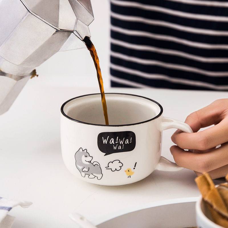 Kawaii Shiba Inu Mug Cute Cartoon Ceramics Mug with Lid and Spoon Coffee Milk Tea Mugs Breakfast Cups Drinkware Gifts Cup 370 ML ShopOnlyDeal