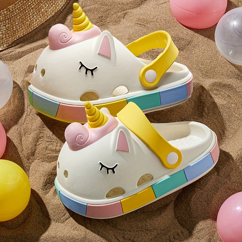 Boys Girls Adorable Cartoon Unicorn Clogs Garden Shoes, Comfortable Lightweight Hollow Out Non-slip Beach Shoes, Summer - Temu ShopOnlyDeal