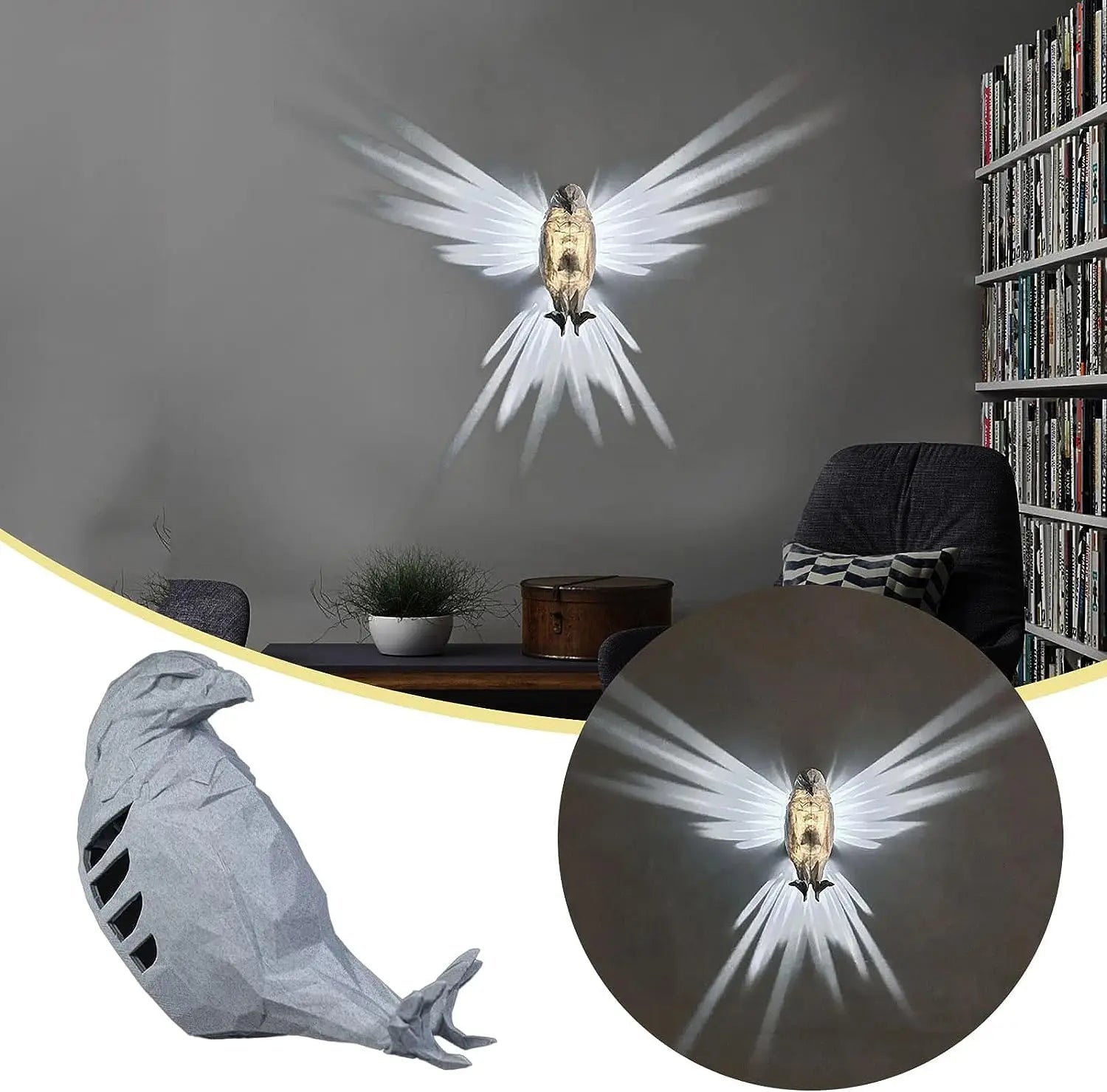 3D Owl Animals LED Wall Light Night Owl Wall Lights  Plug into Wall Bald Eagle Wall Light Lion Lamp for Stairway Hallway, Kitchen Shop