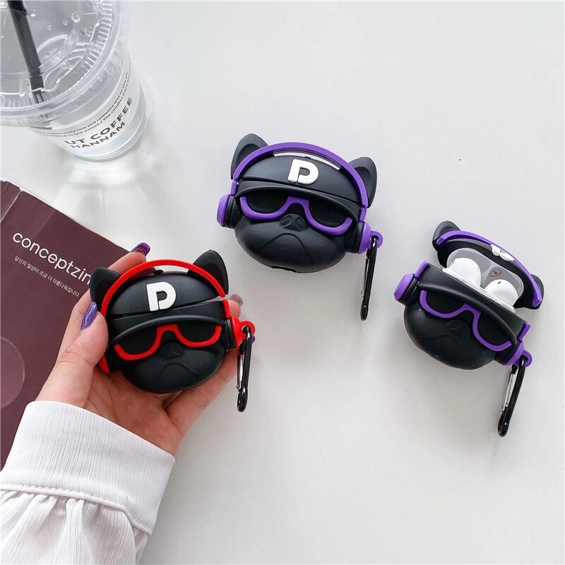 3D Cartoon Music P French Bulldog Wireless Bluetooth Earphone Case For Airpods 1/2 Charging Box Silicone Case For Airpods Pro 3 ShopOnlyDeal