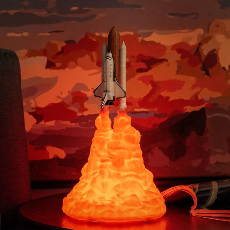 3D Printed LED Night Lamp Space Shuttle Rocket Night Light USB Rechargeable Space Desk Lamp For Christmas Birthday Children's Gift ShopOnlyDeal