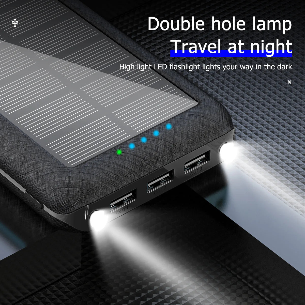 High-Capacity Wireless Solar Power Bank - 30000mAh Charger with Triple USB Ports, LED Dual Light, and Portable Design ShopOnlyDeal