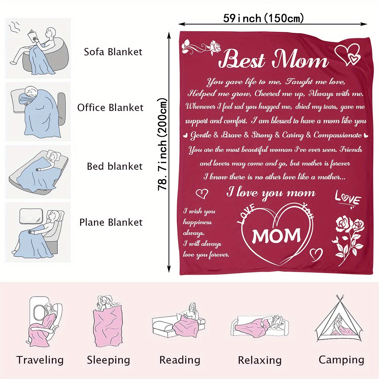 To My Mom Blanket - Flannel Blanket Gift Hd - Digital Printing  - Blanket Warm Cozy Soft Throw Blanket For Couch Bed Sofa - Home & Kitchen - Temu ShopOnlyDeal
