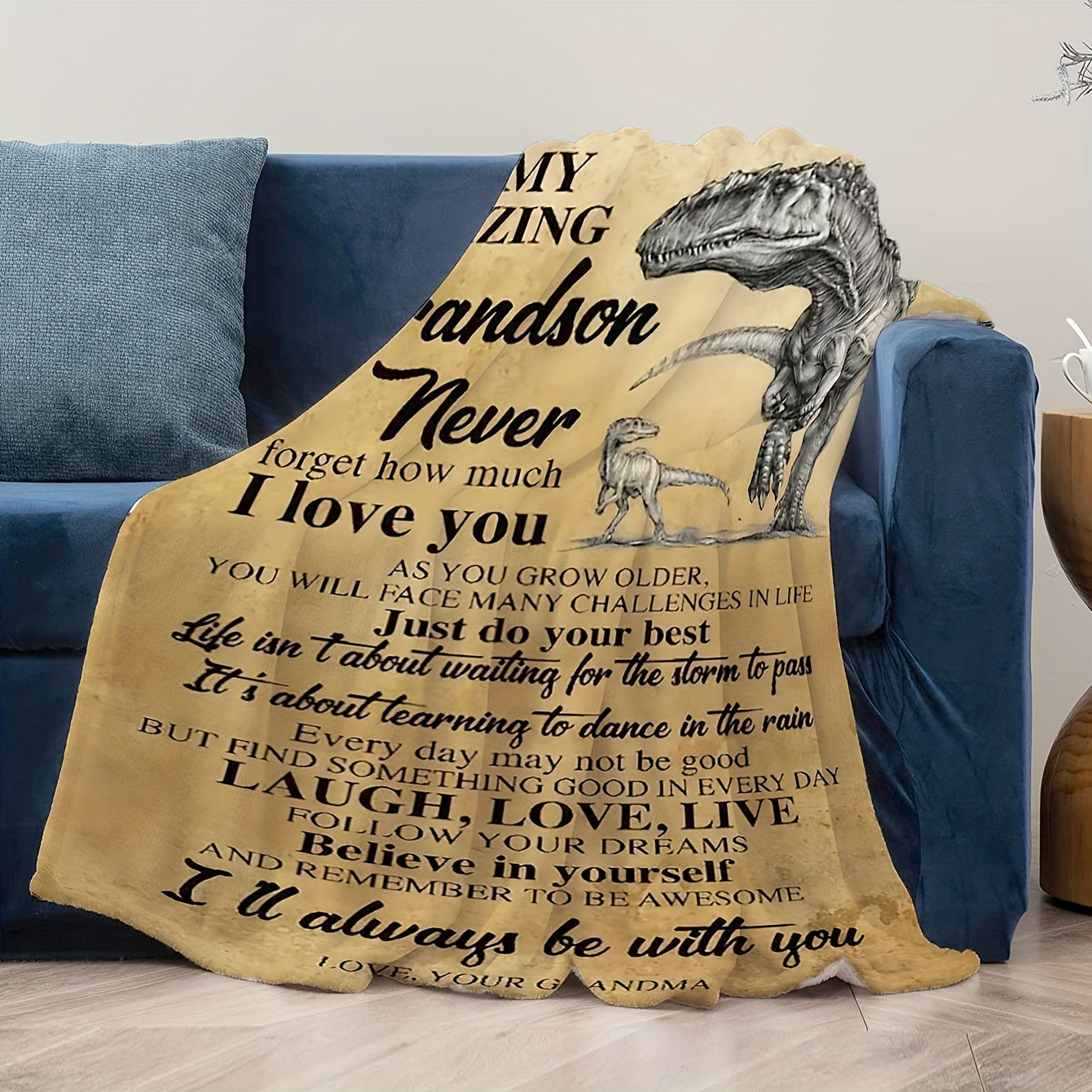Retro Dinosaur Gift Print Envelope Blanket, To My Grandson From Grandma Blanket, Soft Warm Throw Blanket Nap Blanket For Couch Sofa Office Bed Camping Travel, Multi-purpose Gift Blanket For All Season - Temu ShopOnlyDeal