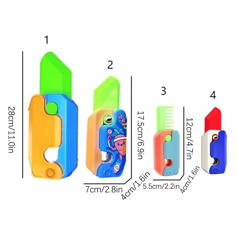 3d Gravity Knife Luminous Carrot Fidget Toys Children Decompression Push Card Toy 3d Printing Glowing Carrot Knife Toy For Kids ShopOnlyDeal