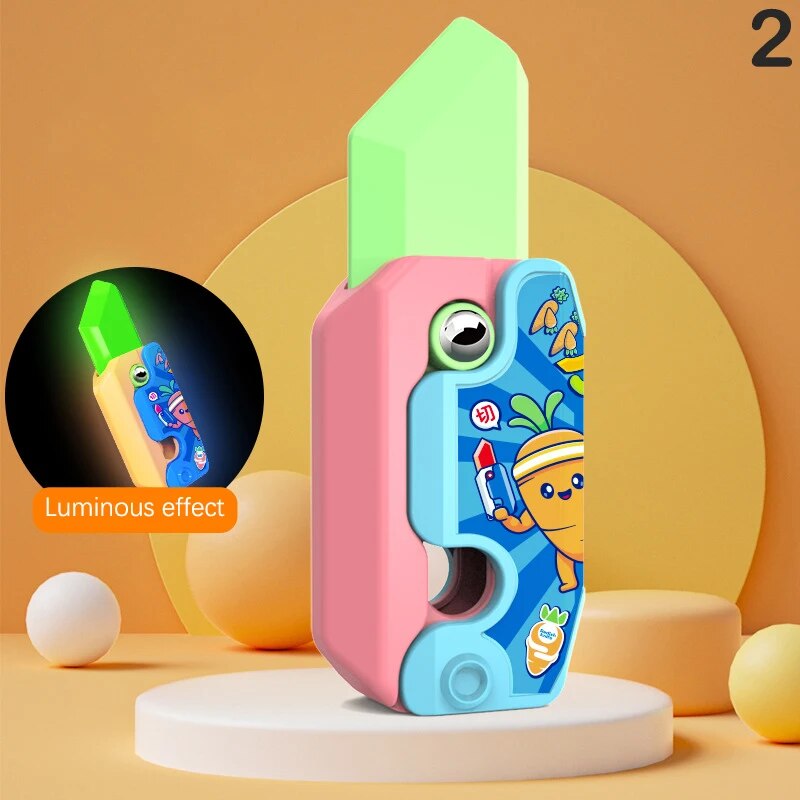 3d Gravity Knife Luminous Carrot Fidget Toys Children Decompression Push Card Toy 3d Printing Glowing Carrot Knife Toy For Kids ShopOnlyDeal