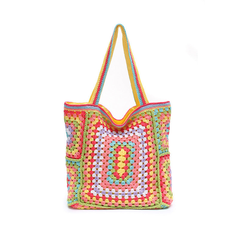 Bohemian Crochet Women Shoulder Bags - Knitting Large Capacity Tote Bag for Casual Style - Lady Handbags, Big Shopper Purses, Summer Beach Bags with a Boho Vibe HISUELY 88 Store