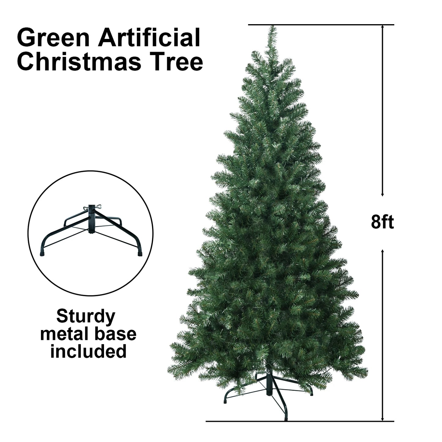 4/5/6/7/7.5/8/9FT Artificial Christmas Tree 1200 Branch Tips PVC Holiday Decoration Xmas Tree with Sturdy Metal Stand NO Light ShopOnlyDeal