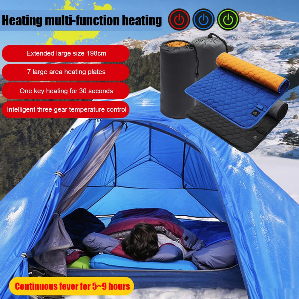 4/5/7 Zones USB Heating Sleeping Mat Camping Sleeping Mattress Insulation 3-Level Adjustable Electric Heated Mats Outdoor Suppli ShopOnlyDeal