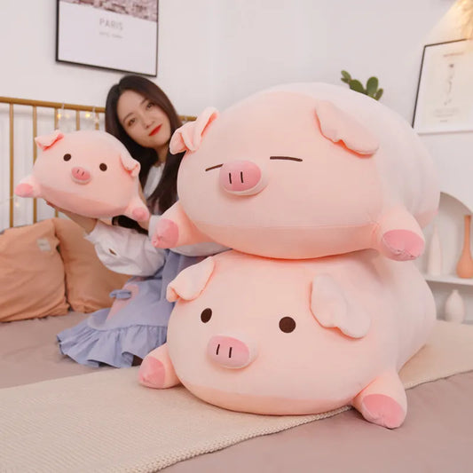 40/50/60/80cm Squish Pig Stuffed Doll Lying Plush Piggy Toy Animal Soft Plushie Pillow Cushion Kids Baby Comforting Gift LJXY Store