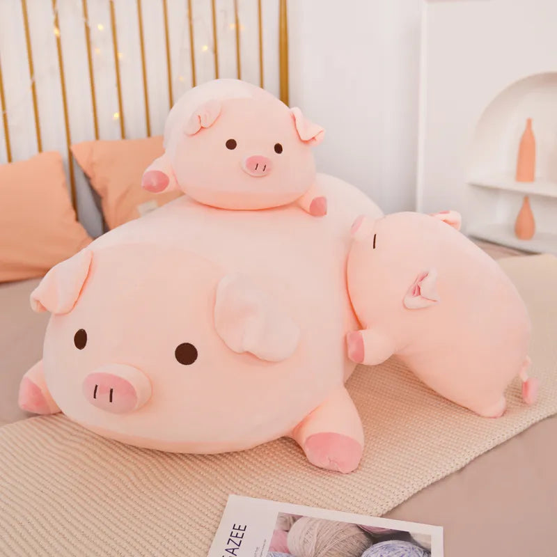 40/50/60/80cm Squish Pig Stuffed Doll Lying Plush Piggy Toy Animal Soft Plushie Pillow Cushion Kids Baby Comforting Gift LJXY Store