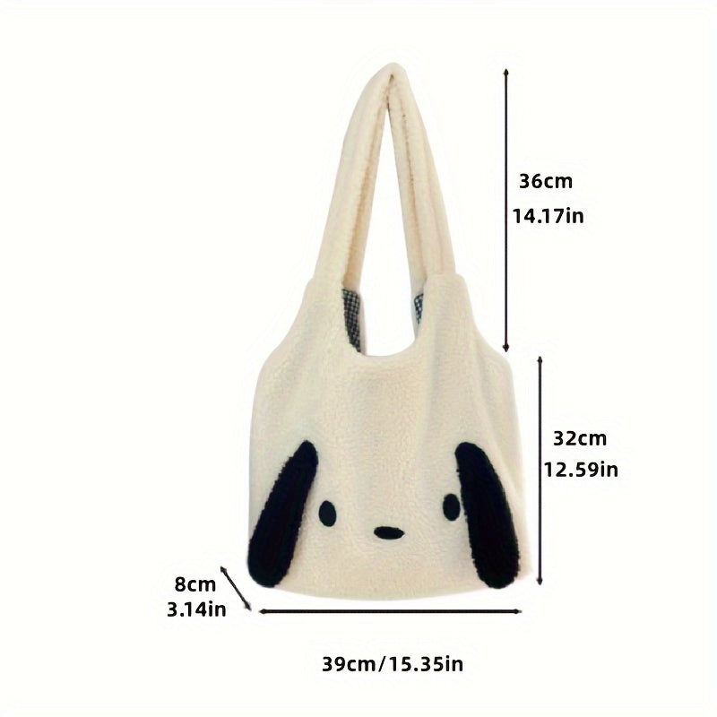 Kawaii Cute Pup Tote Bag, Lovely Fluffy Shoulder Bag, Women's Fashion Plush Handbag & Purse ShopOnlyDeal