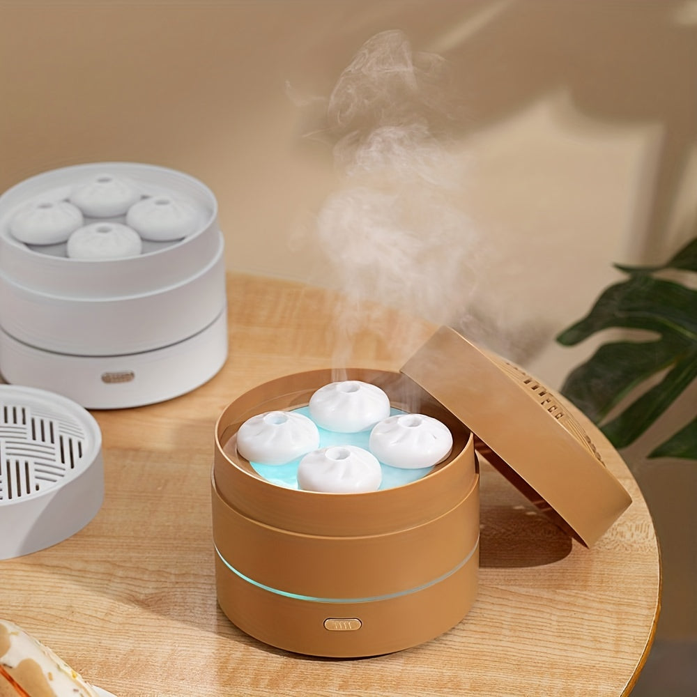 Ultrasonic Steaming Bun Aroma Diffuser With Four Spray Design, Led Night Light, And Essential Oil Diffuser For Home And Office ShopOnlyDeal