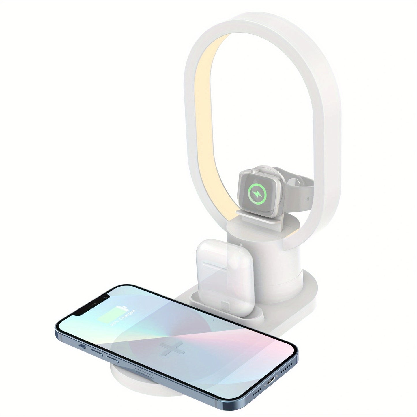 Multi-functional 4-in-1 Desktop Desk Lamp Small Night Light Wireless Charging For Mobile Phone Headphones Watch Online Charging Support All Mobile Phone Charging With Wireless Charging Function - Temu ShopOnlyDeal