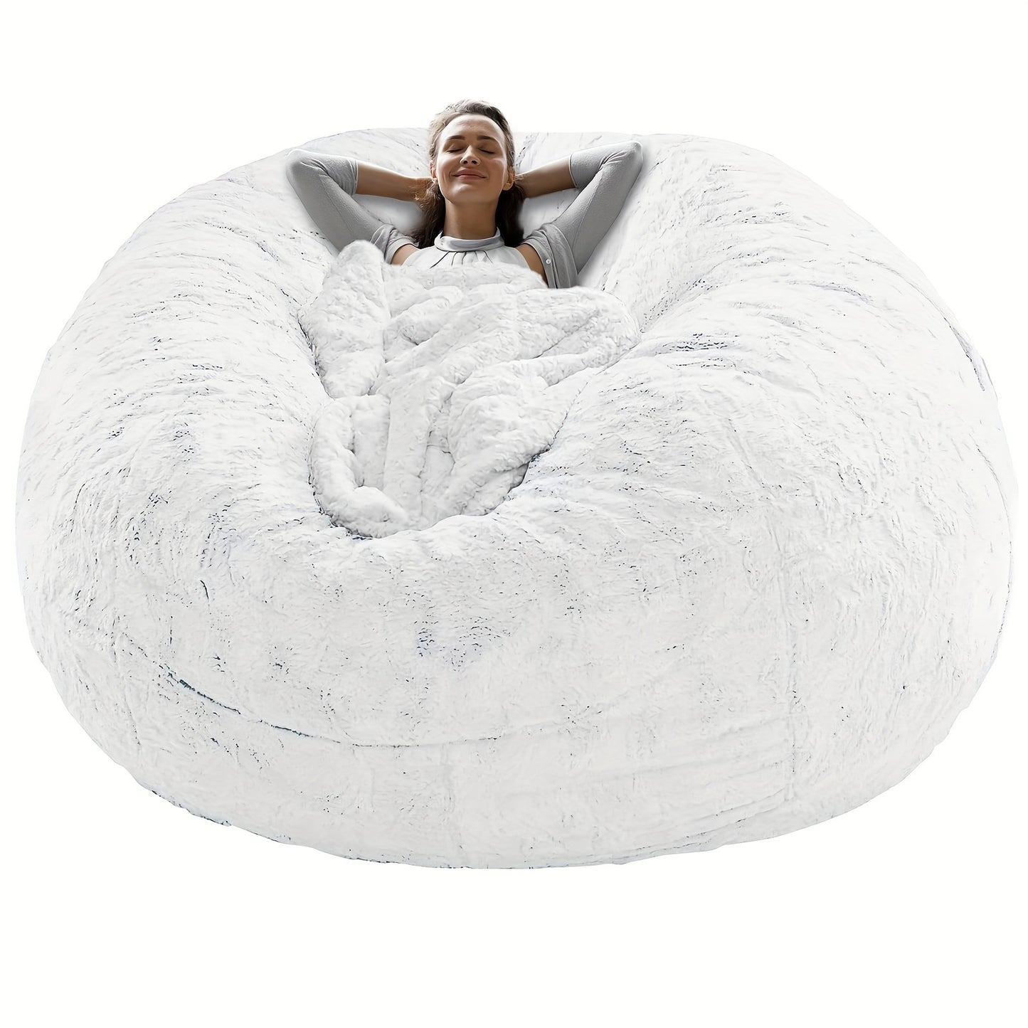 Big Round Bean Bag Chair Cover (only Cover, No Filling), Soft Fluffy Pv Fur Sofa Cover Living Room Furniture Protector, Sofa Bed Cover For Office Home Decor (cover Only, No Filler) - Temu ShopOnlyDeal