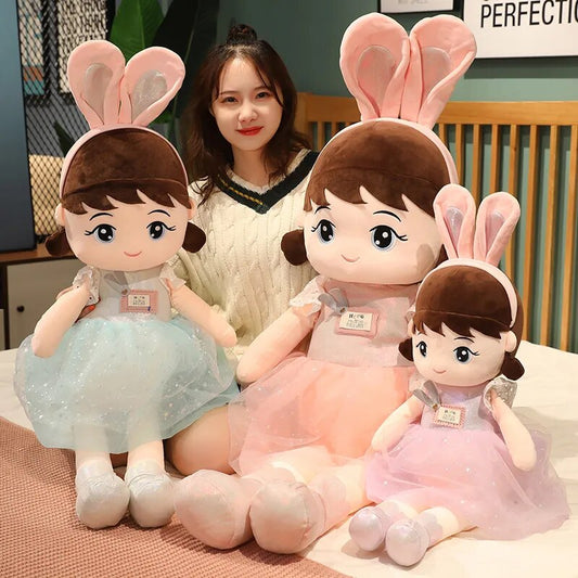 Kawaii Plush Girl Dolls with Rabbit Ear 45cm Soft Stuffed Dolls Lovely Plush Toys Girl Toys Kids Birthday Valentine Gift ShopOnlyDeal