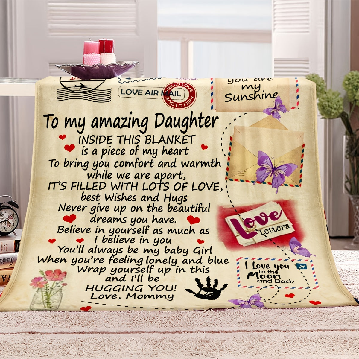 Message Print Blanket, Flannel Towel Quilt, To My Daughter Blanket From Mom & Dad, Flannel Throw Blanket - Temu ShopOnlyDeal