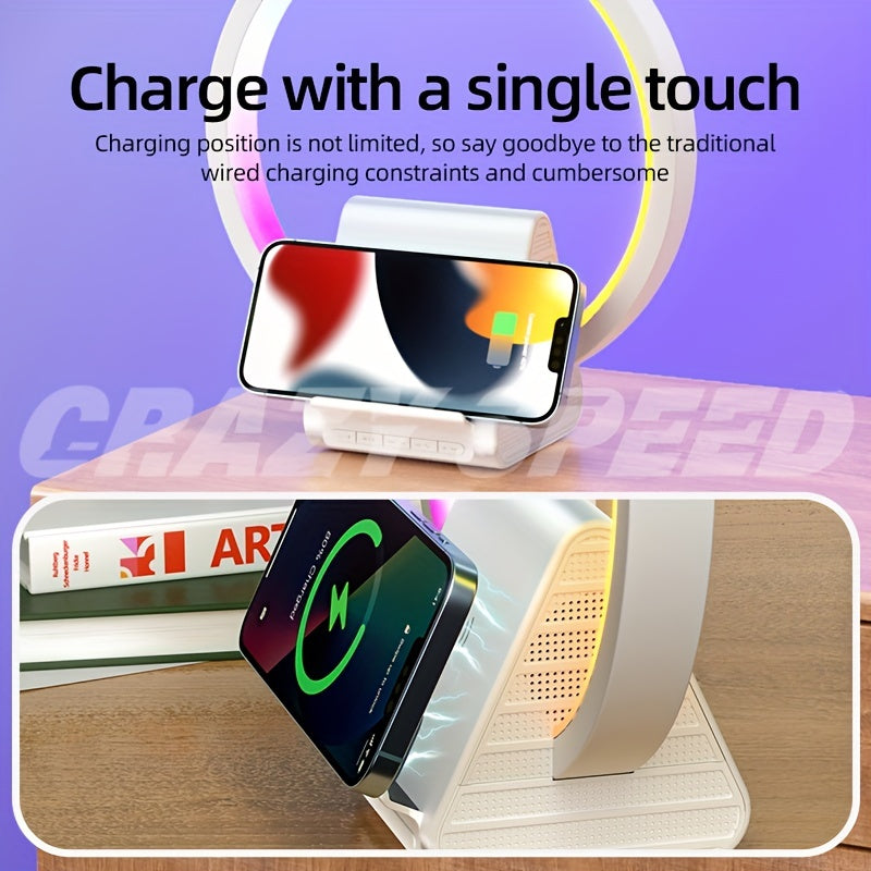 Christmas Gift For Lady With Wireless Speaker Led Colorful Music Light, Cozy Table Lamp, Smart Night Light, Wireless Charger Stand Radio Bedside Ambient Light, Christmas Gift For Lady Man Mom Girlfriends - Temu ShopOnlyDeal