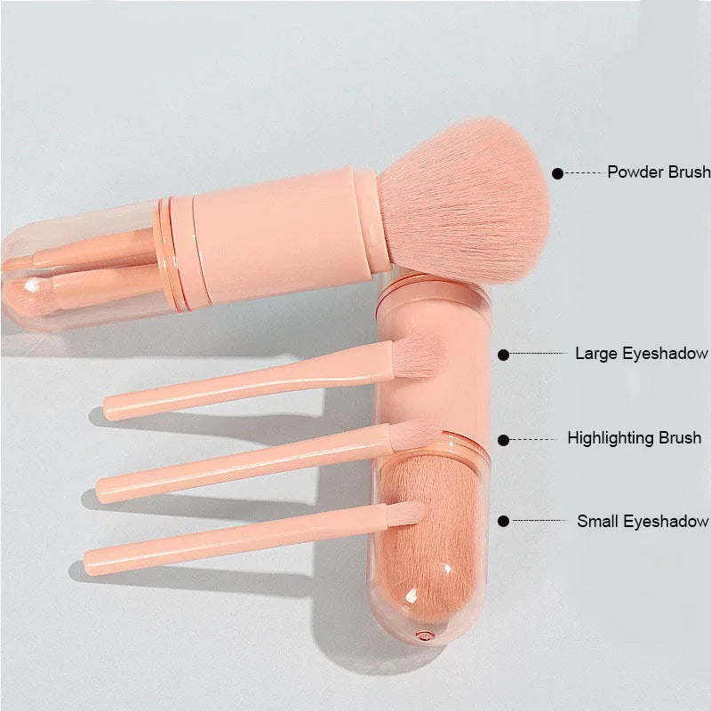 4Pcs/Set 4 In 1 Telescopic Makeup Brush Portable Travel Makeup Brushes Set Eyeshadow Loose Powder Mini Makeup Brush Beauty Tools ShopOnlyDeal