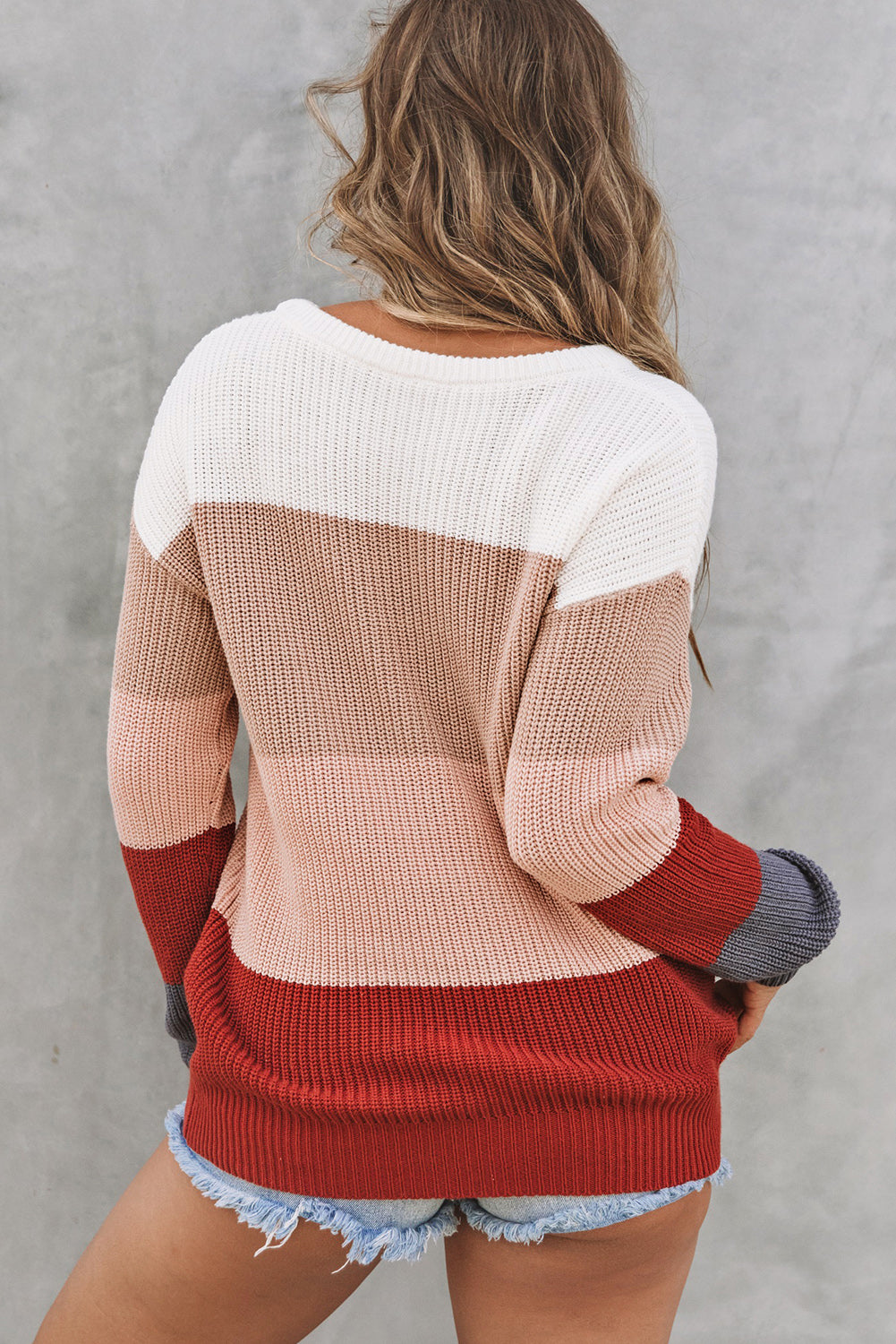 Color Block Round Neck Sweater: Elevate Your Wardrobe with Chic and Vibrant Style ShopOnlyDeal