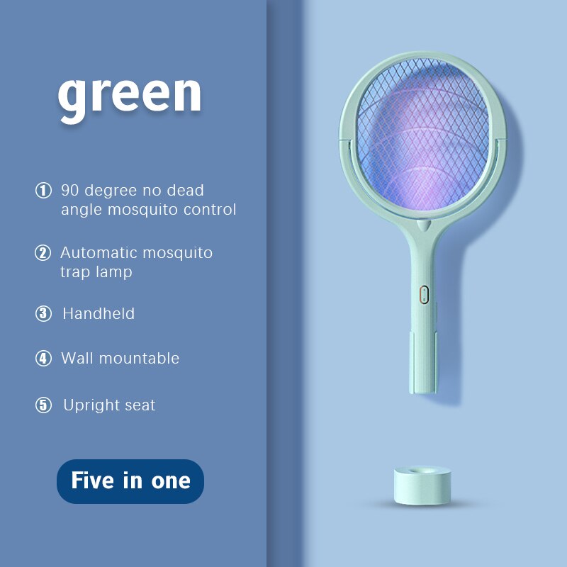 Mosquito Swatter Mosquito Killer Lamp 5 IN 1 Electric 3500V USB Rechargeable Angle Adjustable Electric Bug Zapper Fly Bat Uptrends