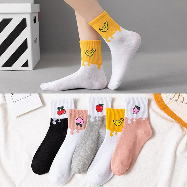 Cotton Embroidery Socks 5 Pairs / Set For Women's Girl's Cartoon Cute Solid Breathable Happy Smile Funny Casual Boat Sock ShopOnlyDeal