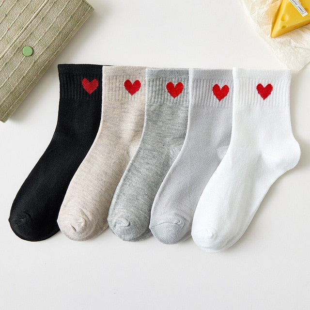 Cotton Embroidery Socks 5 Pairs / Set For Women's Girl's Cartoon Cute Solid Breathable Happy Smile Funny Casual Boat Sock ShopOnlyDeal