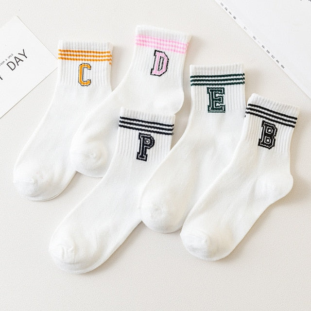 Cotton Embroidery Socks 5 Pairs / Set For Women's Girl's Cartoon Cute Solid Breathable Happy Smile Funny Casual Boat Sock ShopOnlyDeal