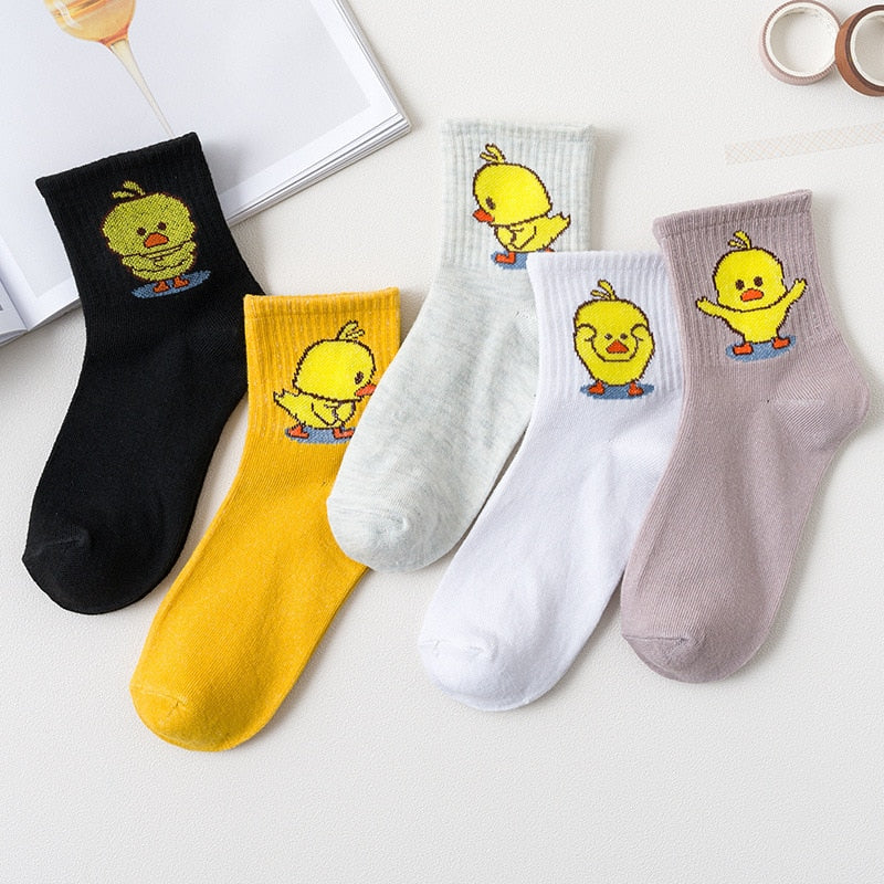 Cotton Embroidery Socks 5 Pairs / Set For Women's Girl's Cartoon Cute Solid Breathable Happy Smile Funny Casual Boat Sock ShopOnlyDeal