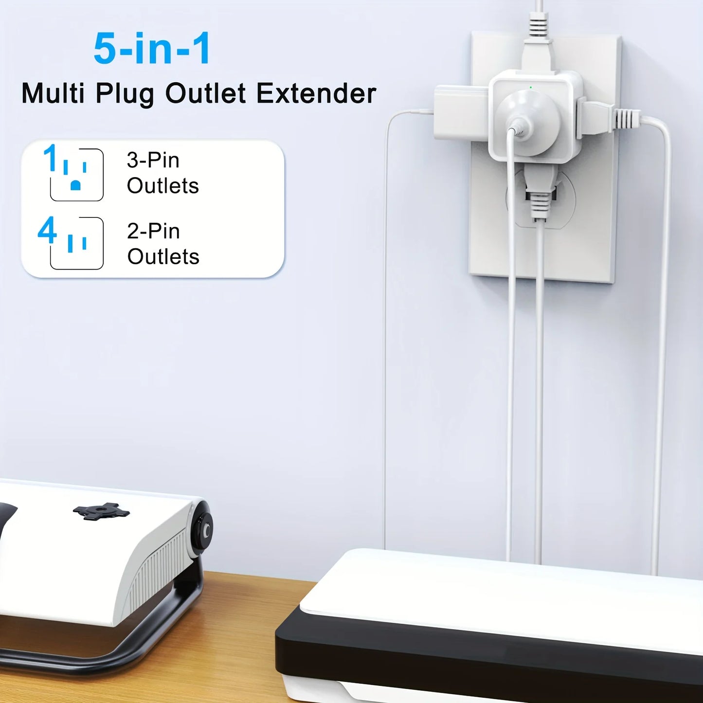 5 Way Multi Plug Outlet Extender, Wall Outlet Expander, Small Electrical Outlet Splitter for Travel, Home, Office, Dorm ShopOnlyDeal