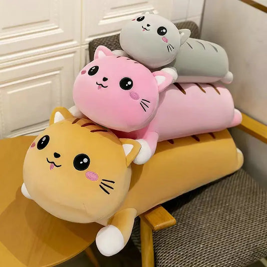 50-150cm Pink Giant Long Soft Cushion Lying Cat Plush Toys Stuffed Popular Birthday Gifts Girls Kid's Present Child ShopOnlyDeal