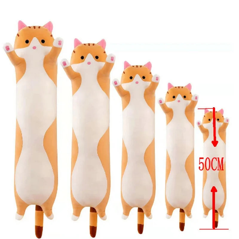 50-150cm Pink Giant Long Soft Cushion Lying Cat Plush Toys Stuffed Popular Birthday Gifts Girls Kid's Present Child ShopOnlyDeal