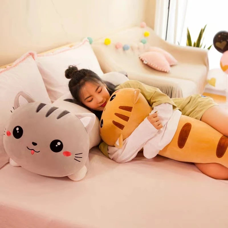 50-150cm Pink Giant Long Soft Cushion Lying Cat Plush Toys Stuffed Popular Birthday Gifts Girls Kid's Present Child ShopOnlyDeal