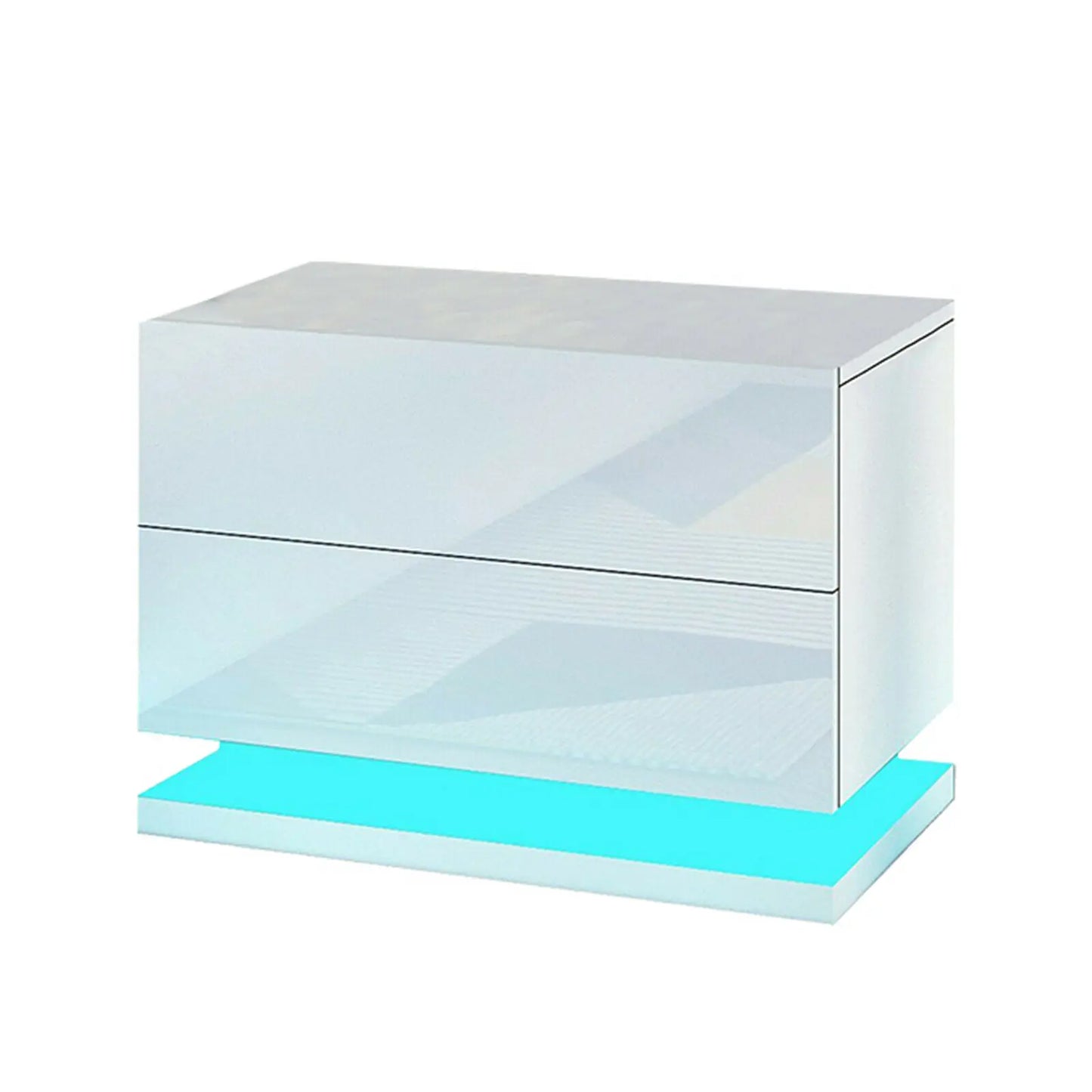 LED Nightstand 50×35×43cm Modern Bedside Table Cabinet High Gloss 2 Drawers with LED Light for Bedroom ShopOnlyDeal