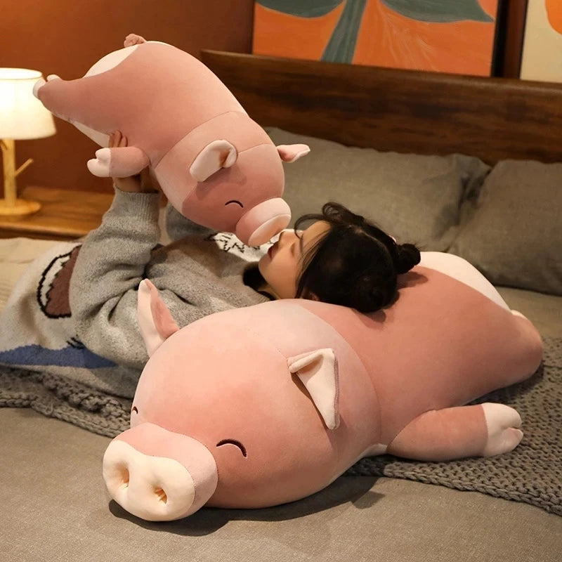 50/80cm Cute Giant Big Nose Pink Fat Pig Plush Toys Soft Sleeping Doll Stuffed Animal For Girls Kid Gift Big Nose Lying Piggy TotoJay Dropshipping Store