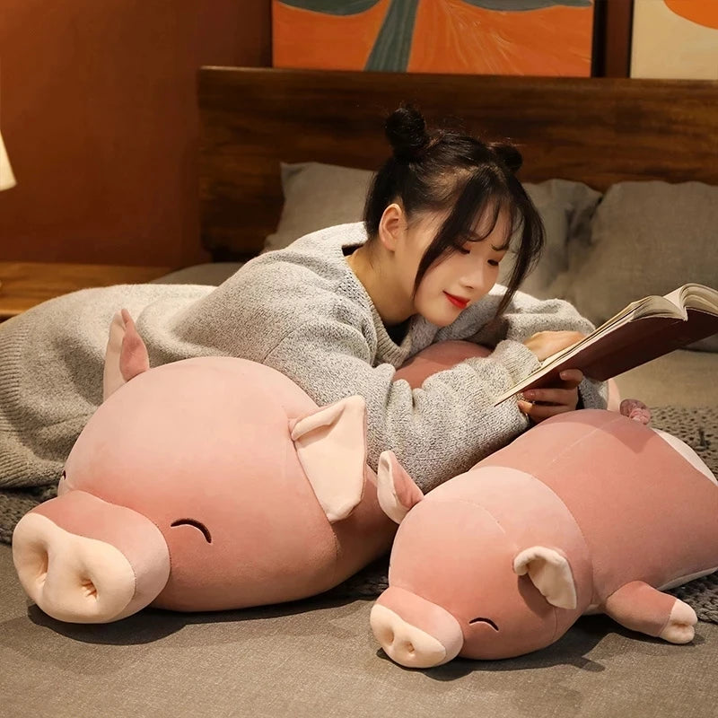 50/80cm Cute Giant Big Nose Pink Fat Pig Plush Toys Soft Sleeping Doll Stuffed Animal For Girls Kid Gift Big Nose Lying Piggy TotoJay Dropshipping Store