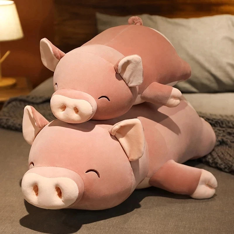 50/80cm Cute Giant Big Nose Pink Fat Pig Plush Toys Soft Sleeping Doll Stuffed Animal For Girls Kid Gift Big Nose Lying Piggy TotoJay Dropshipping Store